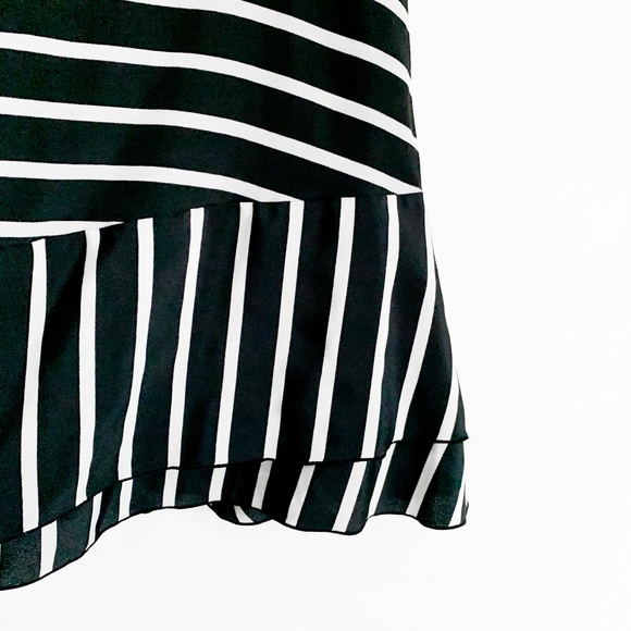 GAP Black & White Breton Striped Peplum Tank XS - Picture 2 of 4